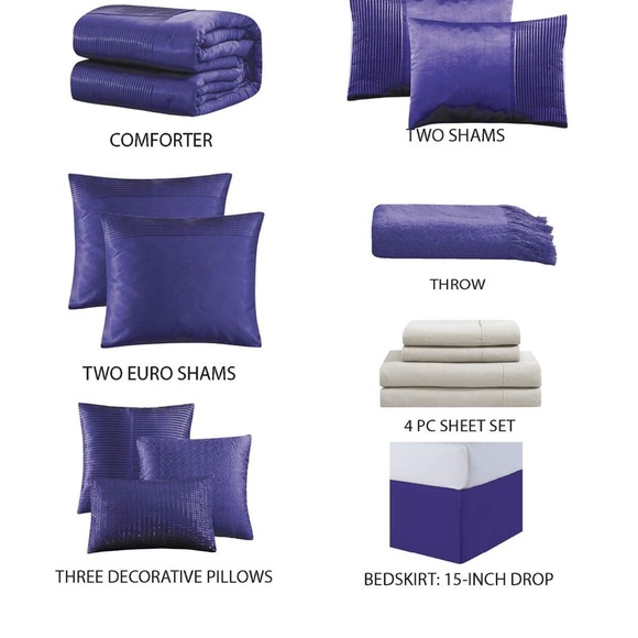 HALLMART COLLECTIBLES KELLEN 14-PC CALIFORNIA KING SAPPHIRE Original $460.00 - Picture 4 of 4